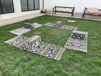 بكج جلسة متكاملة نقش ملكي ازرق مع شنطة للحفظ