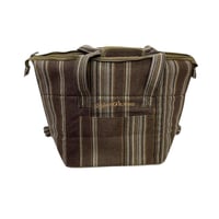 حافظة ثلج قماش بيد علوية مبطنة عازل لون بني مخطط م...