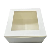 علبة كرتونية بيضاء مربعة الشكل بغطاء شفاف