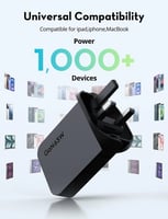 شاحن جداري نحيف راف باور بقوة 65 واط بمنفذين تايب...