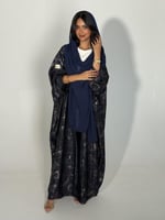 عباية الحرير بلمعه كحلي