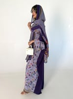 عباية حرير موف بالورود