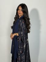 عباية الحرير بلمعه كحلي