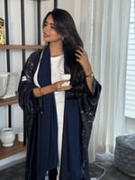 عباية الحرير بلمعه كحلي