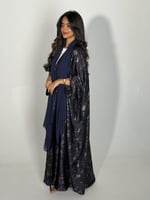 عباية الحرير بلمعه كحلي