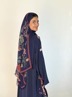 عباية الحرير بالورود كحلي