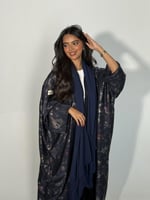 عباية الحرير بلمعه كحلي