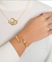 سلسال واسوارة بالاسم مطلي ذهب