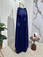 فستان خليجي سهرات ازرق نيلي