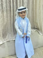 ثوب و دقلة للعيد لون سماوي بالاسم