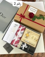 طقم هدايا رجالية ديور متكامل مع شماغ وعطر وساعة