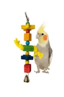 لعبة طيور قطع خشبية مع جرس للبغاوات والطيور الصغير...