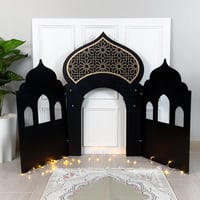 ركن صلاة 12 قطعة مع منظم سجاد - اسود