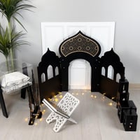 ركن صلاة 12 قطعة مع منظم سجاد - اسود