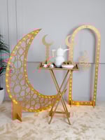 طاولة ضيافة + ديكورين رمضان مضيئة+ هلالين رمضانية