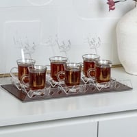 صينية شاي و 6 قواعد و6 ملاعق