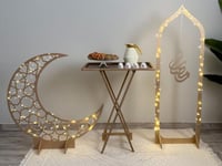 طاولة خدمة + ديكورين رمضان مضيئة