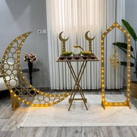 طاولة ضيافة + ديكورين رمضان مضيئة