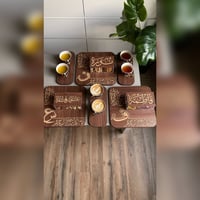 عرض 6 صواني السعادة + 3 قواعد أكواب