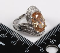 خاتم نسائي مطلي بالفضة ومزين بالزركون الكوبي مقاس...