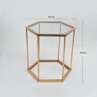 طاولات خدمة 4 قطع ستيل ذهبي اللون بسطح زجاج