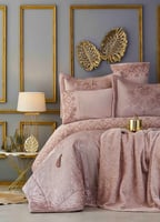 طقم مفارش عرائس كينج سايز Valeria وردي