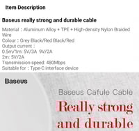 بيسوس | سلك شاحن تايب سي سريع ضد القطع Baseus | 3A...