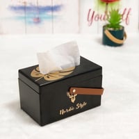 علبة مناديل يد جلد