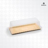 علب وعاء ذهبي مستطيل مع غطاء شفاف ( 6 حبات)