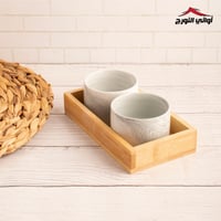 صينية تقديم خشب مستطيل مع بوادي ماربل قطعتين