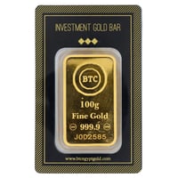 سبيكة ذهب بي تي سي عيار 24 بوزن 100 غرام