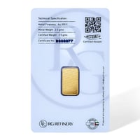 سبيكة ذهب آر جي عيار 24 بوزن 2.5 غرام