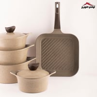 طقم قدور 11 قطعه جرانيت كوري ماركة نيوفلام بني فات...