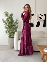 فستان سهرة طويل قماش شيفون استرتش بريطة بالخصر