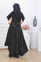 فستان سهرة ترتر لمعة على فرو من الاكتاف مطرز في ال...