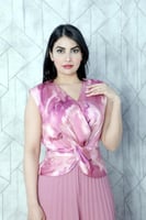 أفرول طويل استرتش زهري مكسر من الاسفل