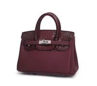‏Birken Bag Burgundy ميني بيركن ( عنابي) بجلد التم...