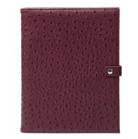 ملف جلد بلون عنابي من جلد النعام