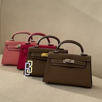 Grey khaki Bag | ميني كايلي (رمادي)حديده ذهبيه بال...