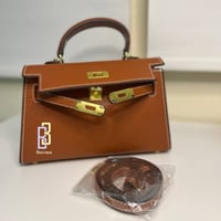 khaki Bag brown| ميني كايلي (جملي) بحديده ذهبيه با...