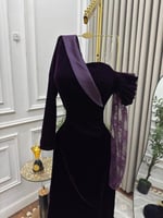 فستان سهره ليلكي مخمل كوري