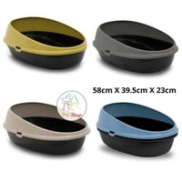 صندوق رمل للقطط بتصميم عالي الحواف لمنع الفوضى