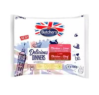 اكل قطط اظرف بوتشرز ديليشيز دينر مكونة من اربعة اظ...