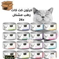 اكل قطط رطب كت كات منزوع العظم نكهات متنوعه (6 حبا...