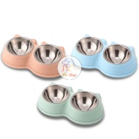 صحن اكل للقطط مزدوج على شكل قطة متعدد الالوان