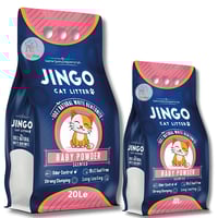 رمل قطط طبيعي من جينجو او جينغو برائحة بودرة الاطف...