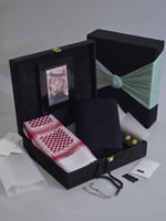 طقم هدية رجالي قماش وشماغ وسبحة وكبك