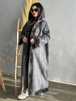 فروة جلد الغزال نسائية - فرو داخلي بني وأسود - صنا...