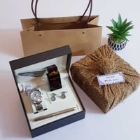 طقم ساعة رجالي مع مجموعة إكسسوارات