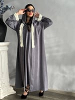 طقم شامواه فروة نسائي فاخر - تطريز كريستال وجوانب...